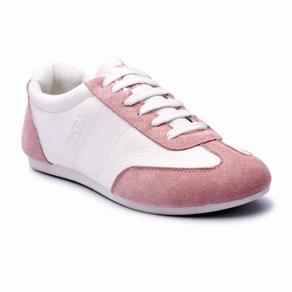Soviet Ladies Bron S Lace Up Sneaker - White/Pink Elastic Sides Daily Step