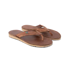 Rugged Built Snowy Path Veldskoen Mens Plakkie - Thick Strap (Brown Leather)