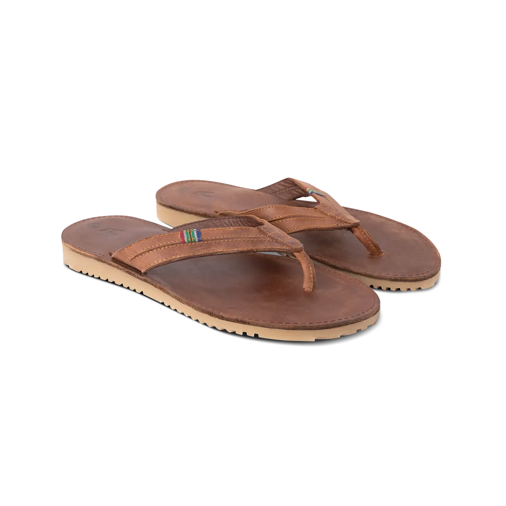 Rugged Built Snowy Path Veldskoen Mens Plakkie - Thick Strap (Brown Leather)