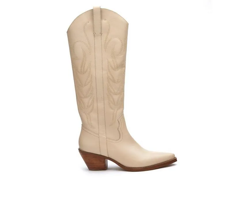 Agency Cowboy Boots - Ivory Hydrophobic Material Wrinkle-Resistant