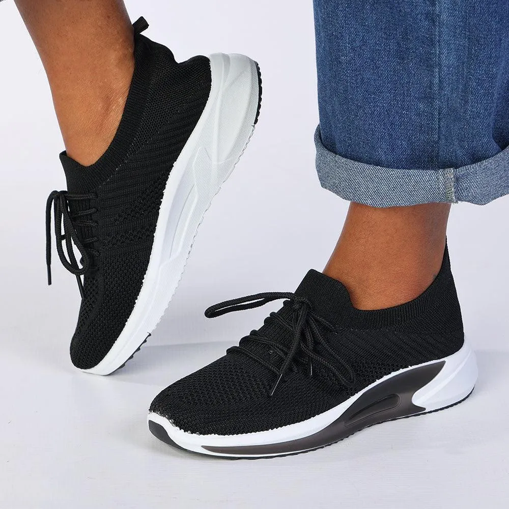 3D printed midsole Madison Chick 2 Chunky Fly Knit Sneaker  - Black