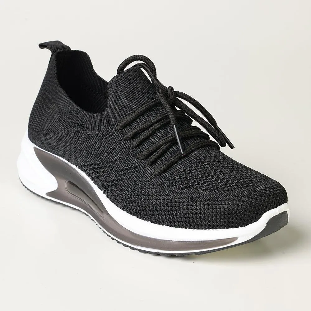 Madison Chick 2 Chunky Fly Knit Sneaker  - Black Rubber Traction Pods Unlined Comfort