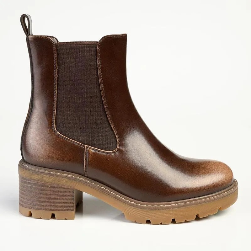 Madison Jolinda Block Heel Chelsea Boot - Brown Brown Earth Urban Fit