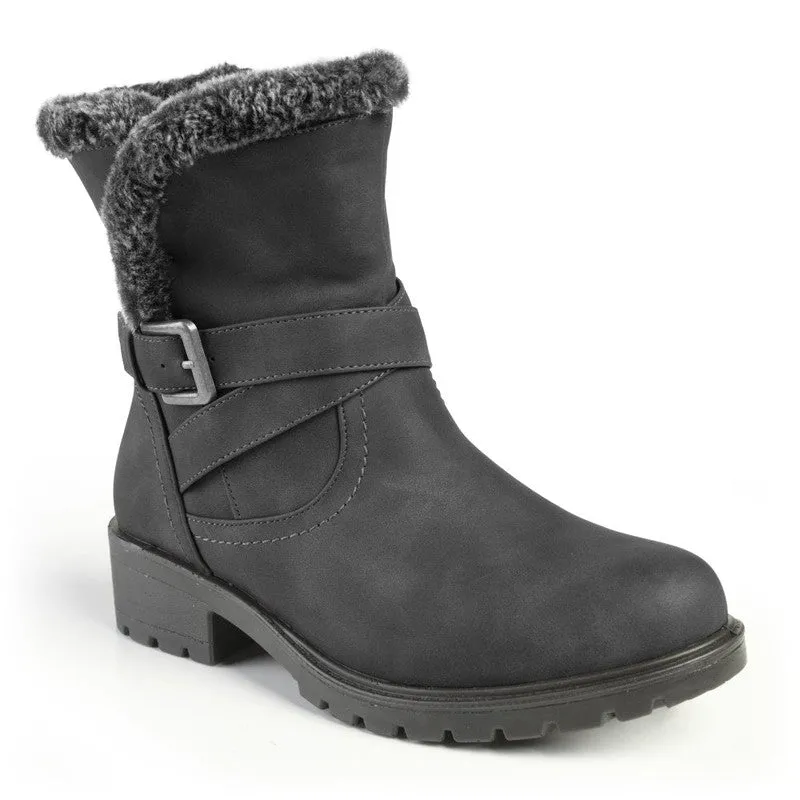 slip-resistant Madison Faith Fur Ankle Boots - Black