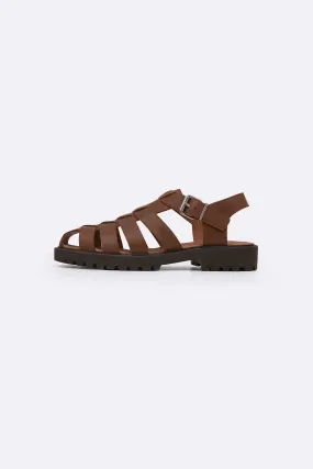 CLASSIC FISHERMAN LEATHER SANDALS Recycled Fabric Construction