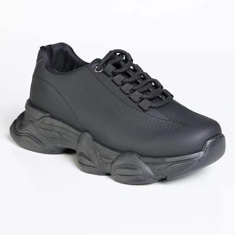Madison Tubs Platform Fashion Sneaker - Black Walking Reinforced toe box