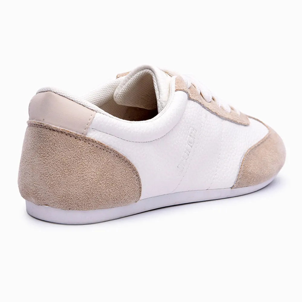 Trendy Look Stable Structure Soviet Ladies Bron S Lace Up Sneaker - White/Beige