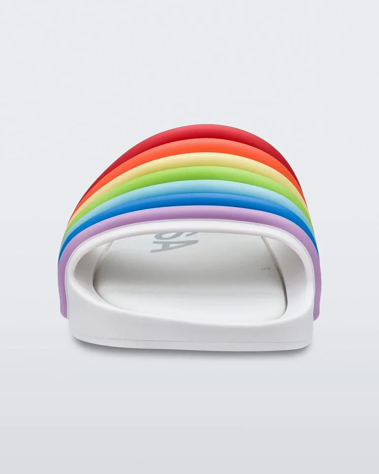 Classy comfort water - resistant Beach Slide - White Rainbow