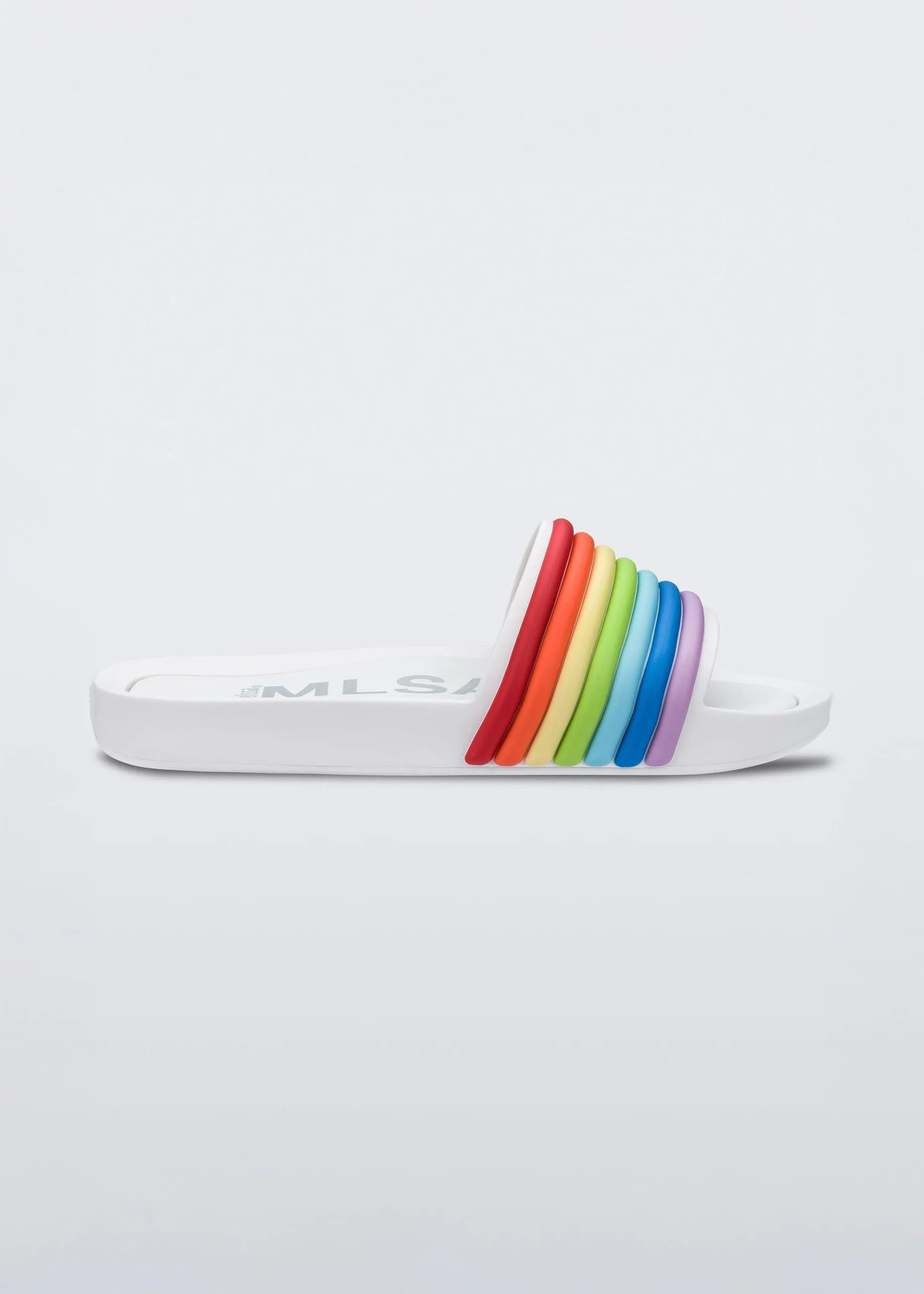 engraved senior - style Beach Slide - White Rainbow