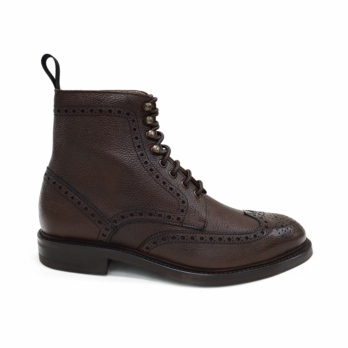 Warm And Comfortable Pull on Berwick 1707 Brogue Boot (322) - Dark Brown