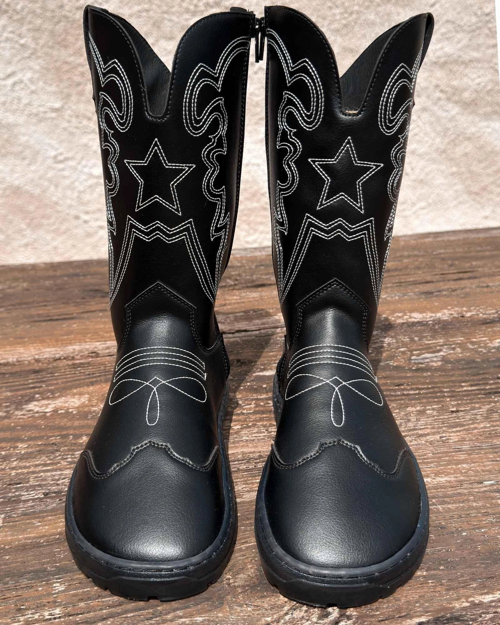 Black Cowboy Barefoot Boots - Dallas Seamless Comfort Remote Hiking