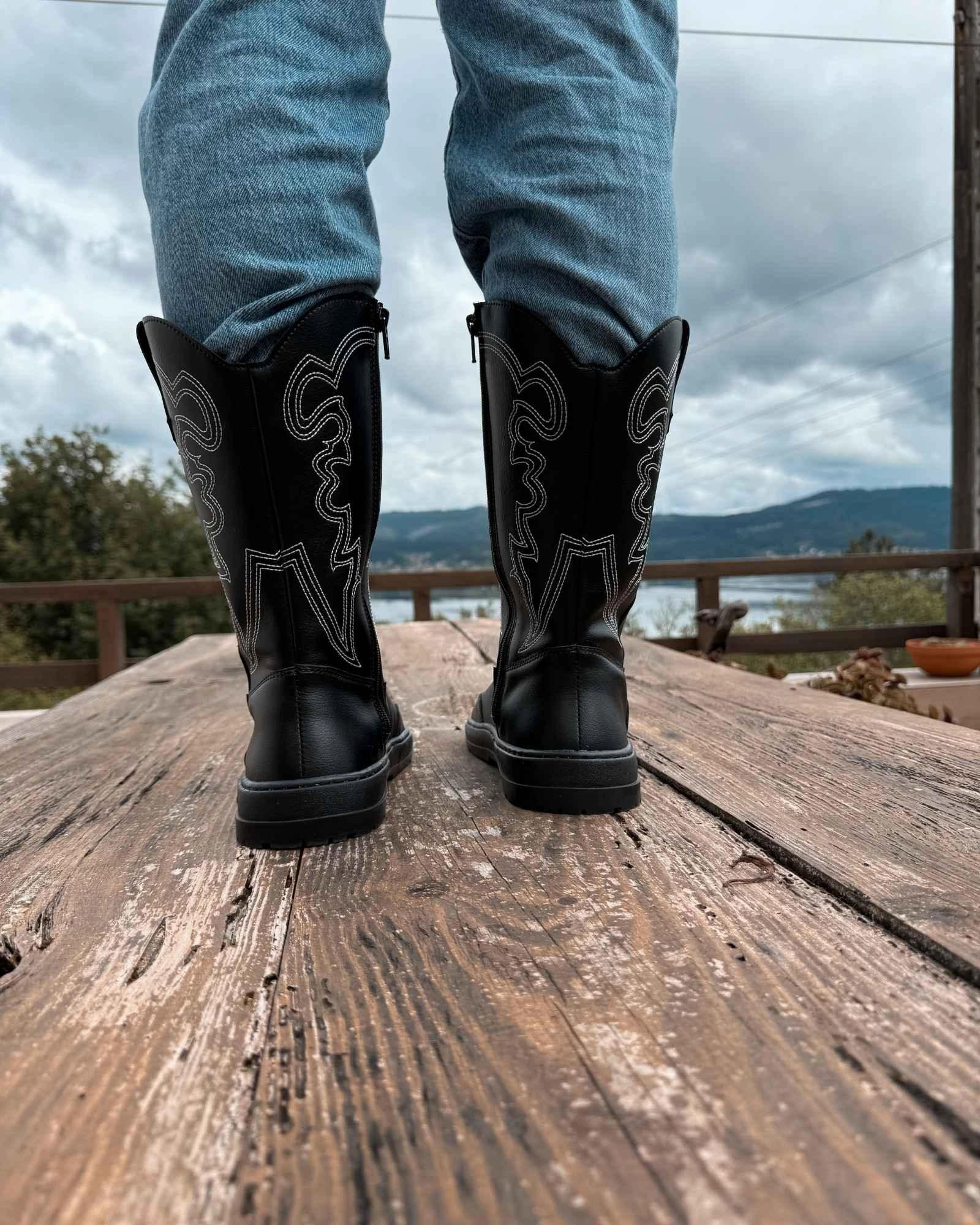 Grey Storm Artisan Market Black Cowboy Barefoot Boots - Dallas