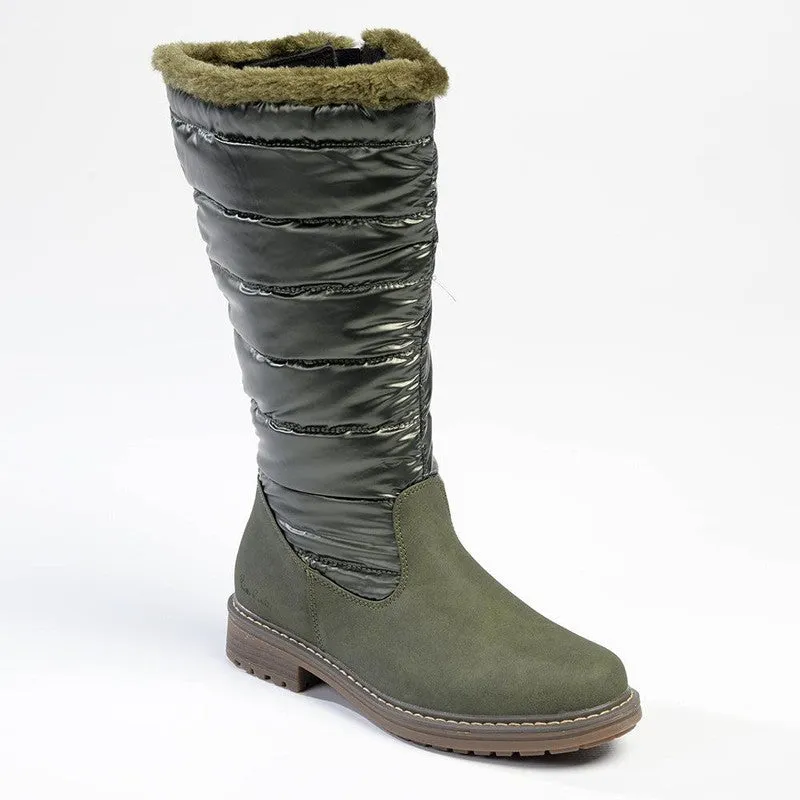 Washable Pierre Cardin Full Length Puff Boot - Olive