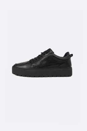 TEXTURED LEATHER SNEAKERS Edgy all - weather