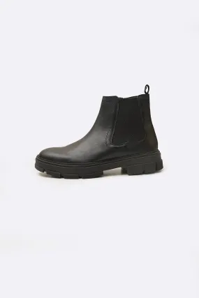 CHUNKY LEATHER BOOTS street walkers side - zip