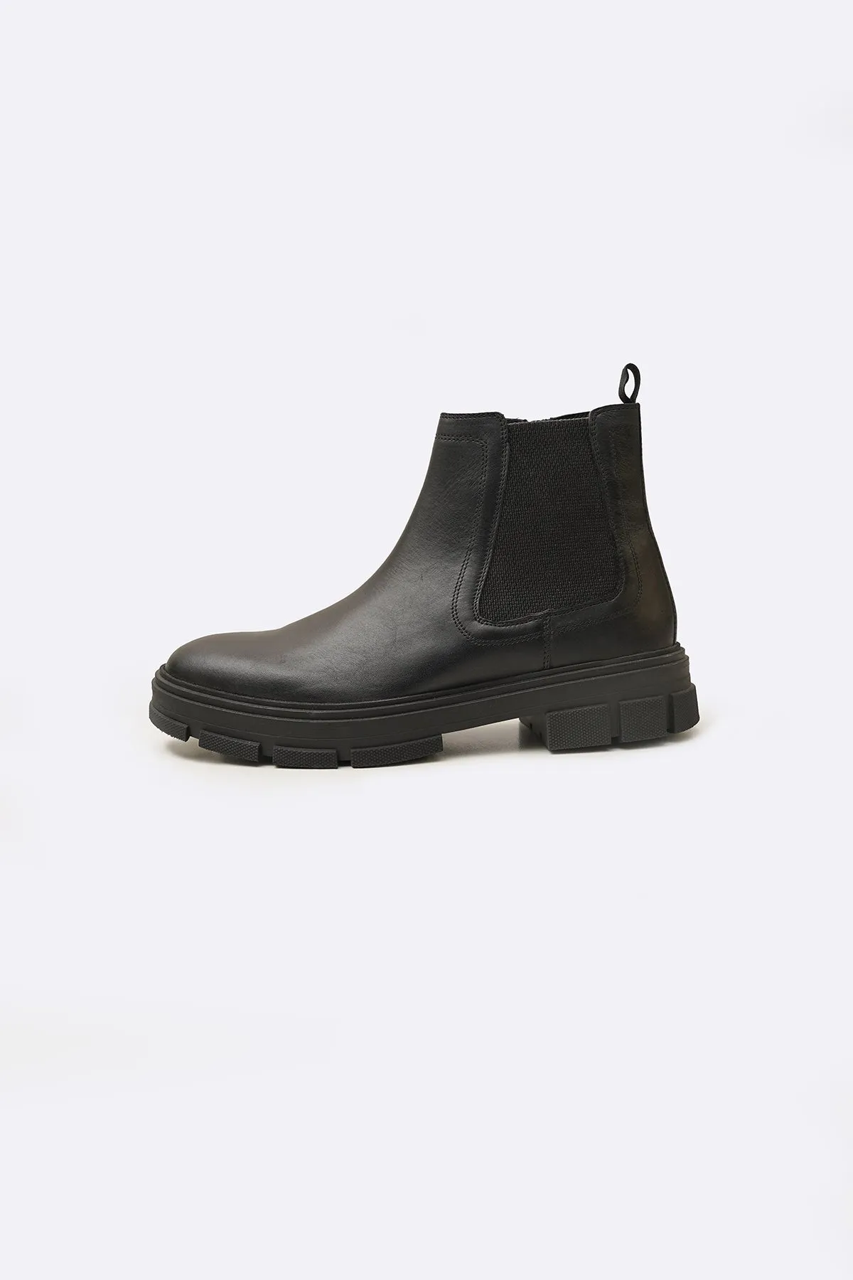 CHUNKY LEATHER BOOTS street walkers side - zip