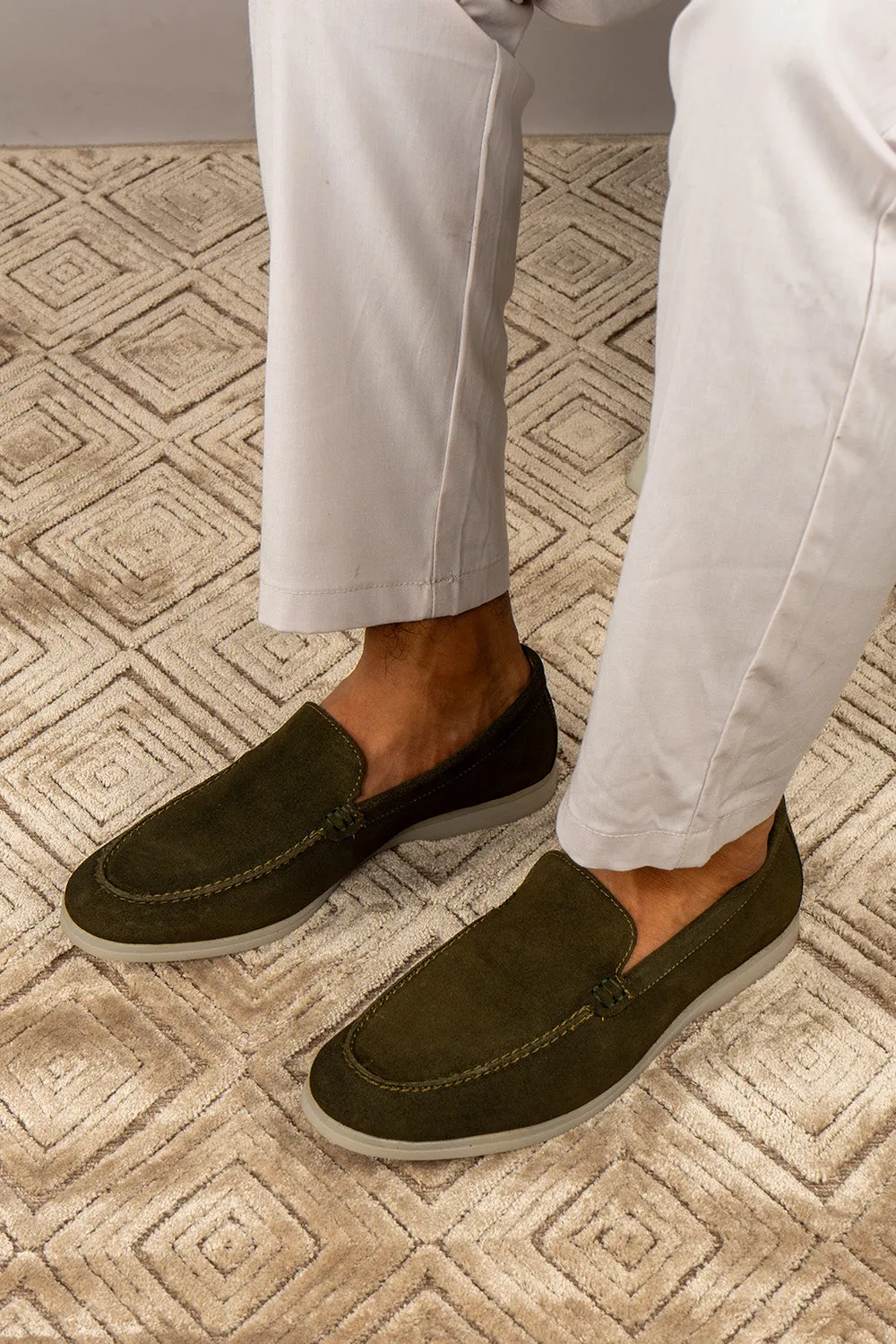 Soft Leather Slip-ons Cole Green