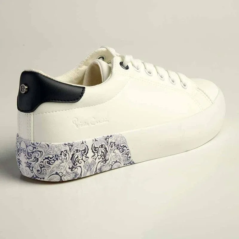 Seamless Upper Fabric Abrasion Resistant Guard Pierre Cardin Paisley 2 Sneaker - White/Navy