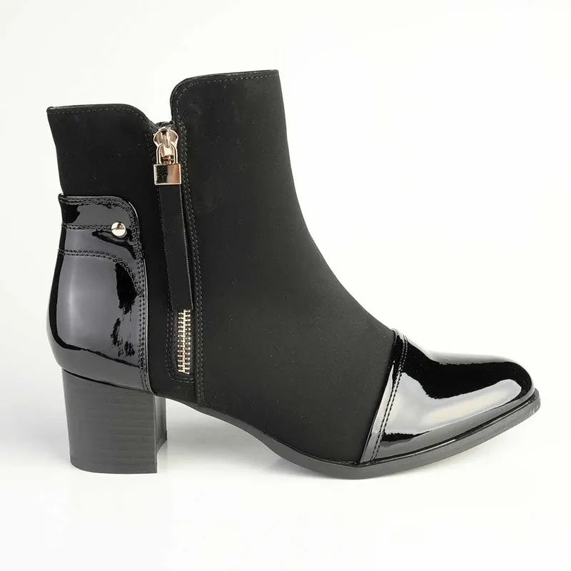 Madison Fabiola Patent Toe Ankle Boot - Black Desert Design