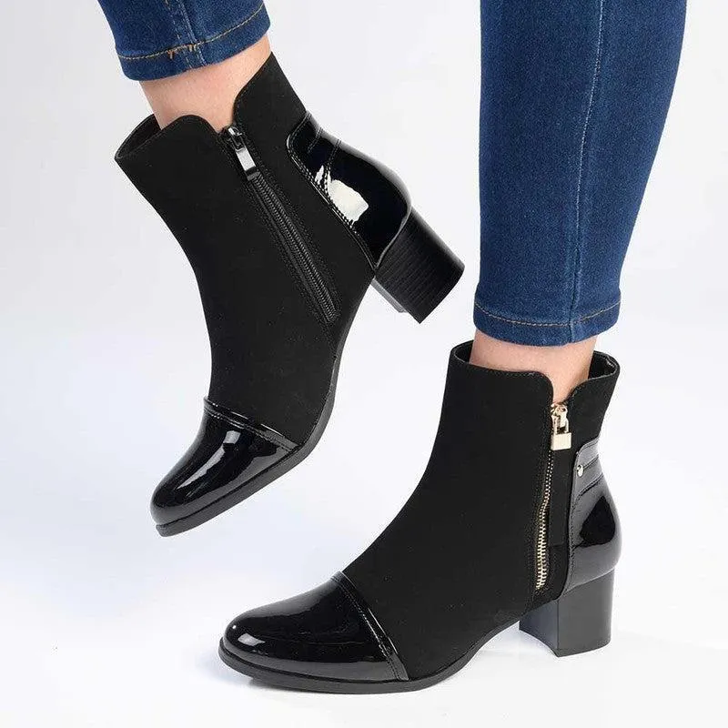 Anti-Friction Madison Fabiola Patent Toe Ankle Boot - Black