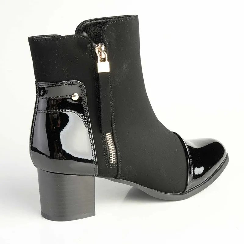 Shaft Height Options Madison Fabiola Patent Toe Ankle Boot - Black