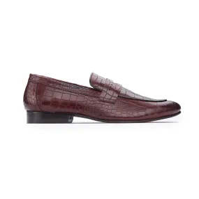 City Chic Quiet Corridor Croc Loafer - Burgundy