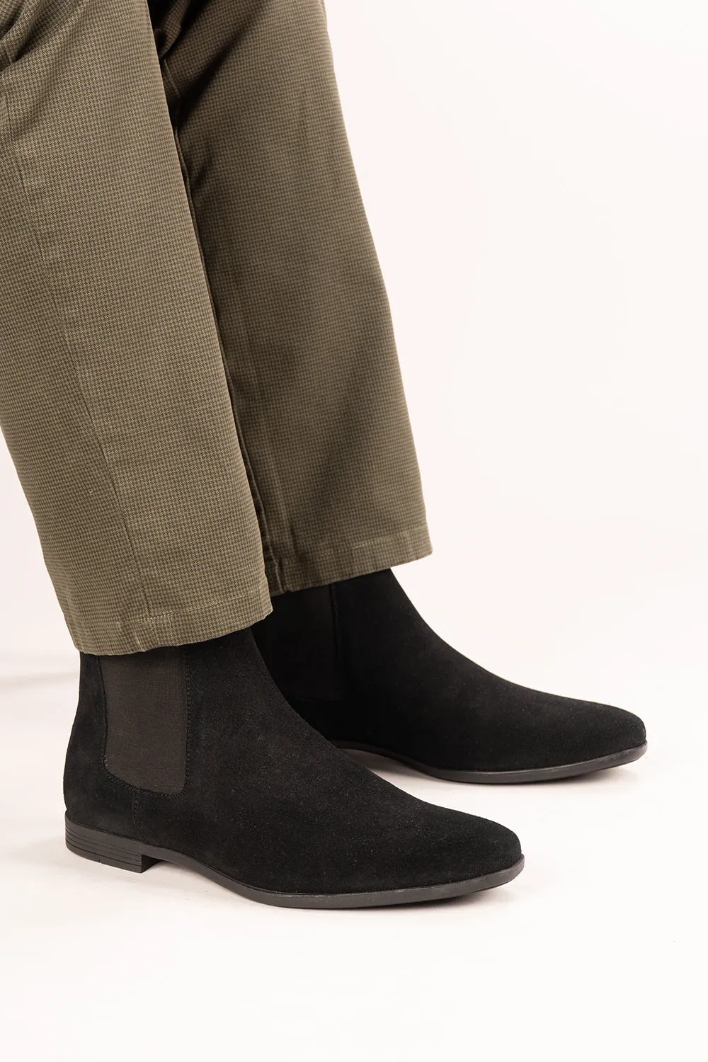 Darwin Black Suede Open Toe Design