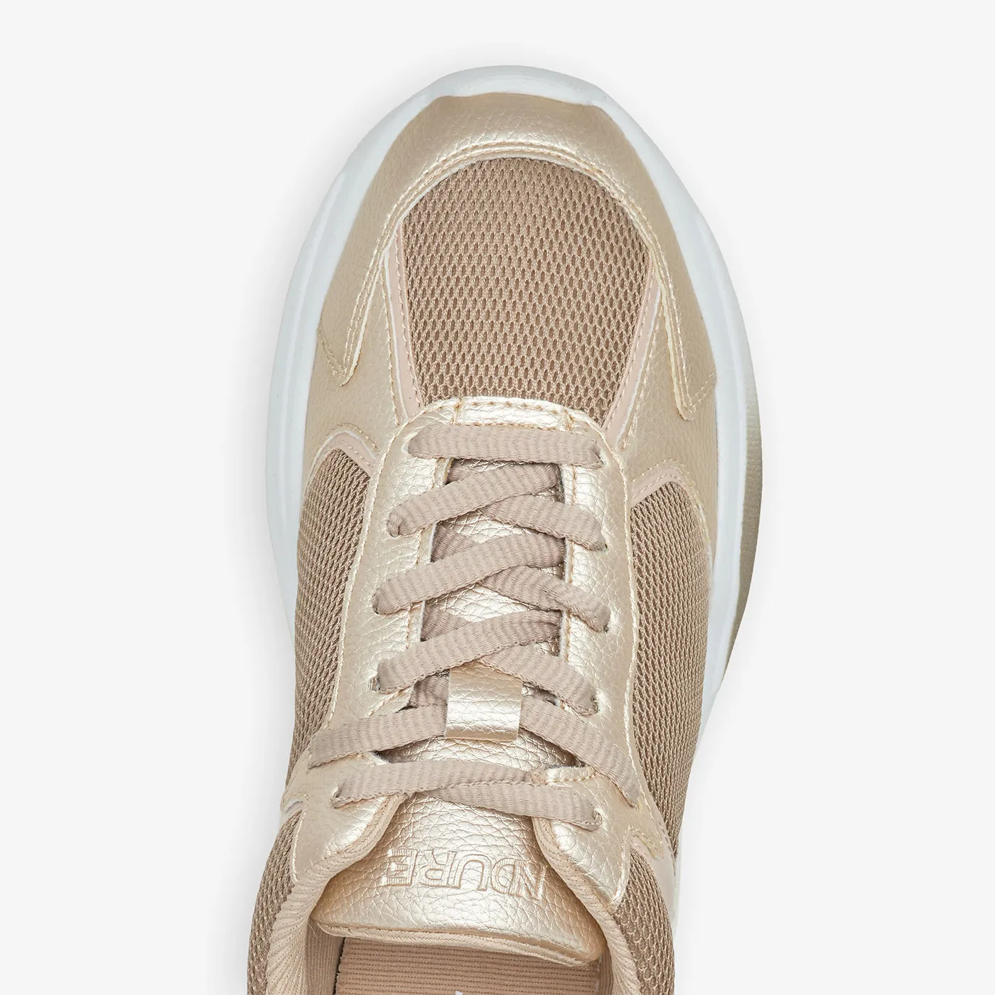 Women??s Metallic Effect Sneakers Textured Surface