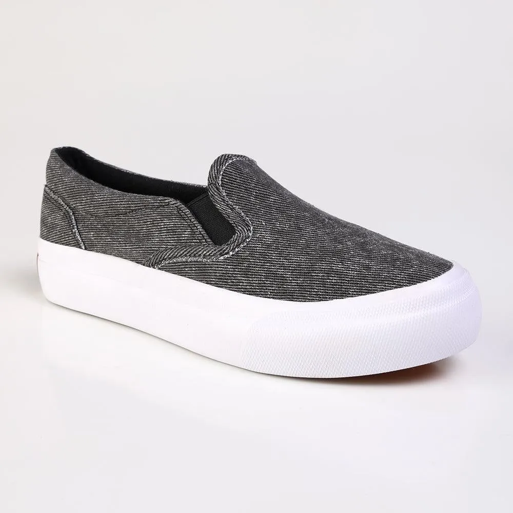SyntheticUpper Direct Ladies Fashion Vulcanized Sneakers - Black Denim