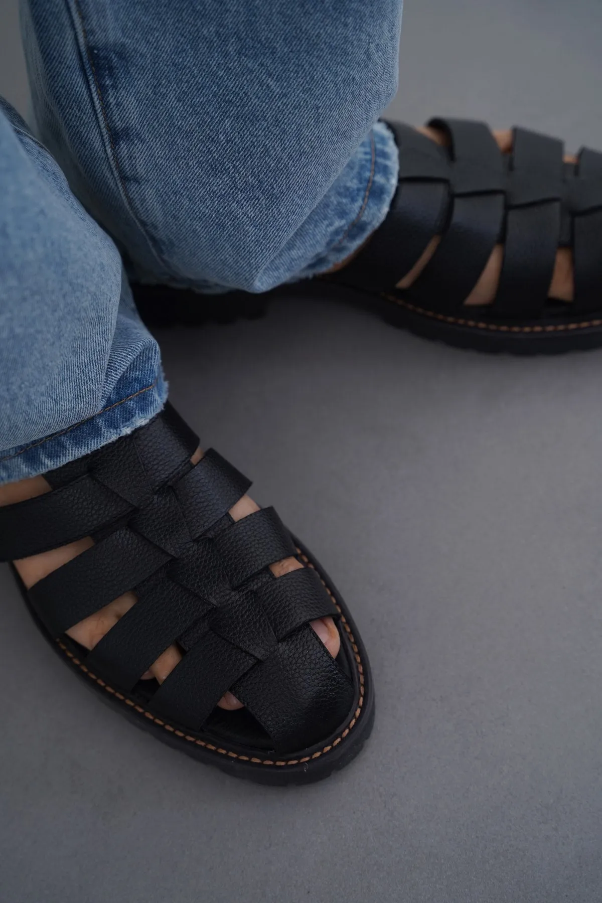 LEATHER FISHERMAN SANDALS Non Slip Insole Grip