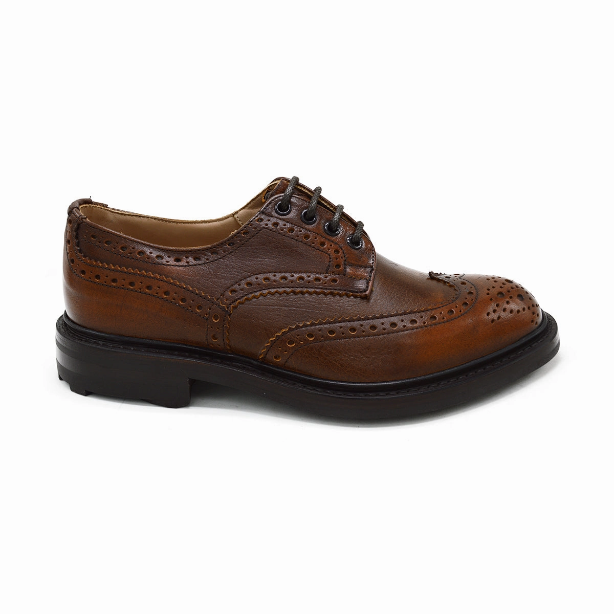Breathable All-Day Fit Trickers Bourton Country Shoe | Derby Brogues (Caramel)