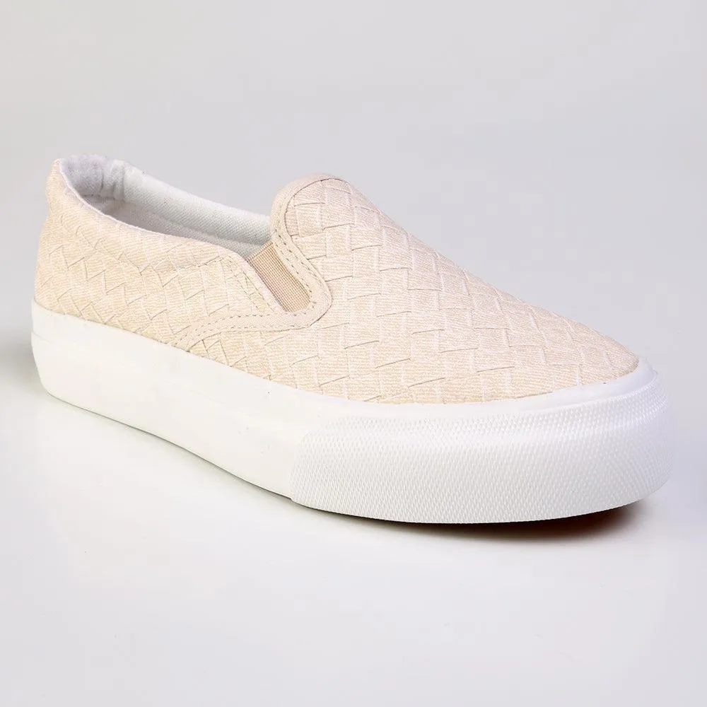 Direct Ladies Fashion Vulcanized Sneakers - Nude All Outfits Seamless Design