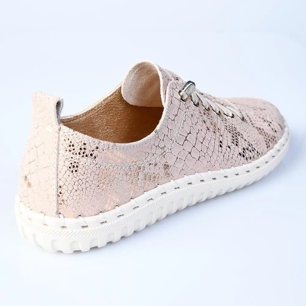 Lateral Stability Active Flex Julz Gina -Leather Sneaker With Stitch Detail - Gold