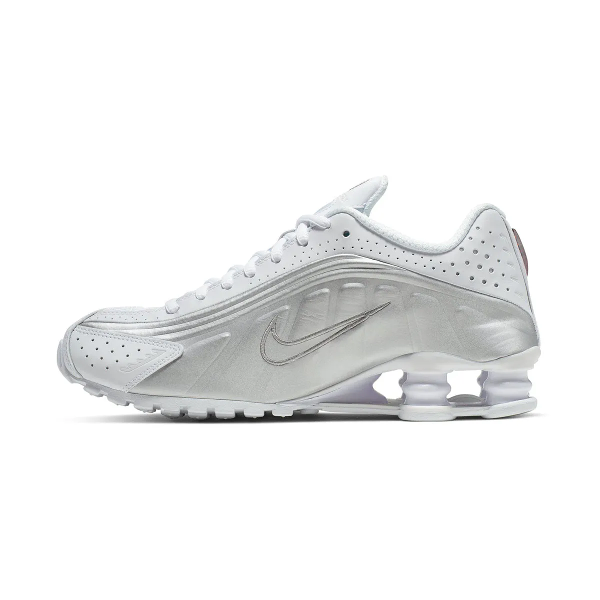 comfort feature Nike Shox R4 'White Metallic Silver' Women's Shoes