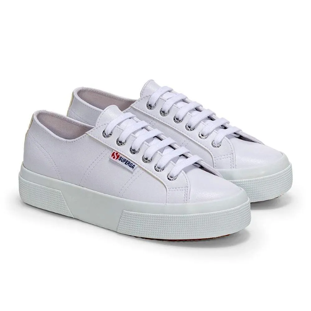 Superga Vegan Leather 2740 Platform Sneaker - White Grip Focus Breathable Vamp