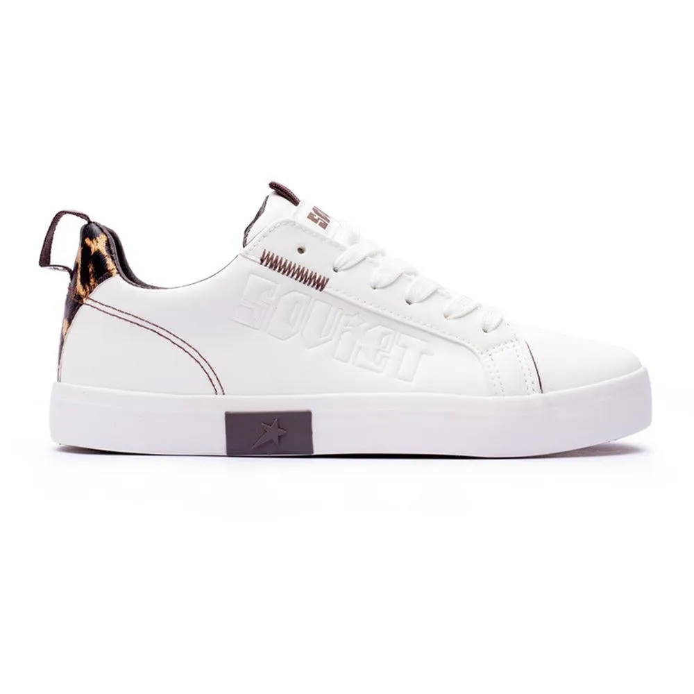 Odor Control Insoles Soviet  Ladies Hollywood Lace Up Sneaker - White/Leopard