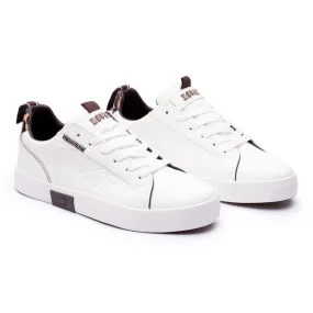 Shock Dispersing Layer Soviet  Ladies Hollywood Lace Up Sneaker - White/Leopard