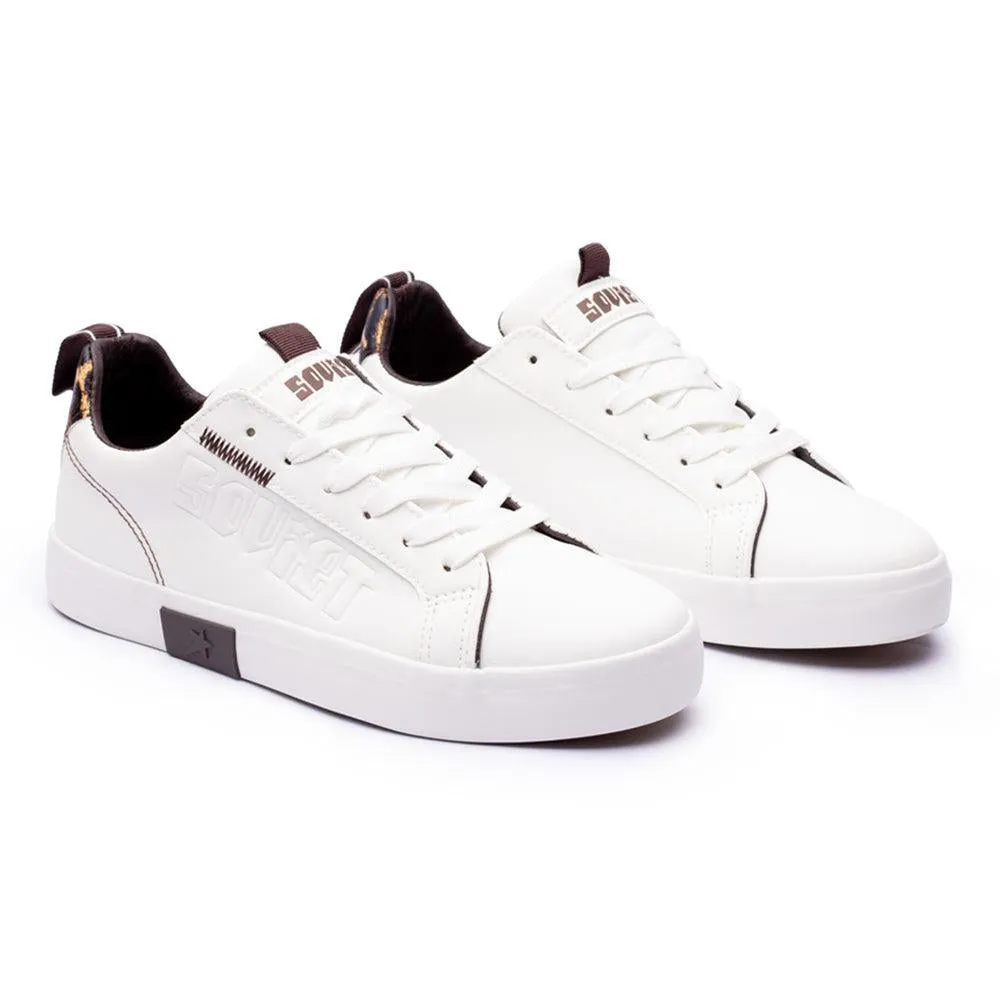 Shock Dispersing Layer Soviet  Ladies Hollywood Lace Up Sneaker - White/Leopard