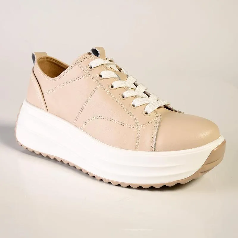 Julz Raya Leather Sneaker - Cream Sleek Comfort Slip On Style