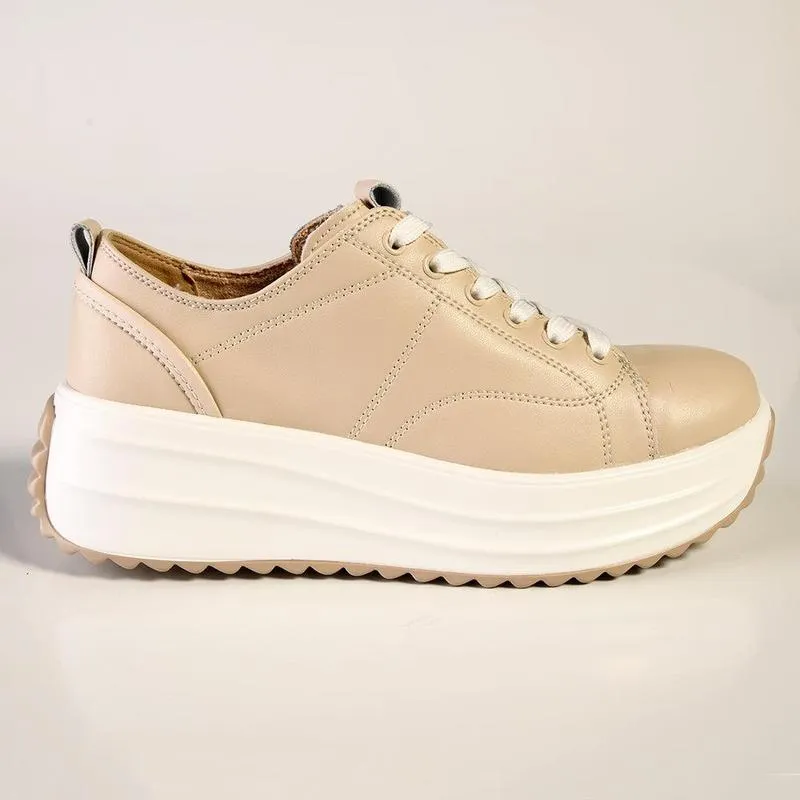 Julz Raya Leather Sneaker - Cream Dynamic Design Step Cushion