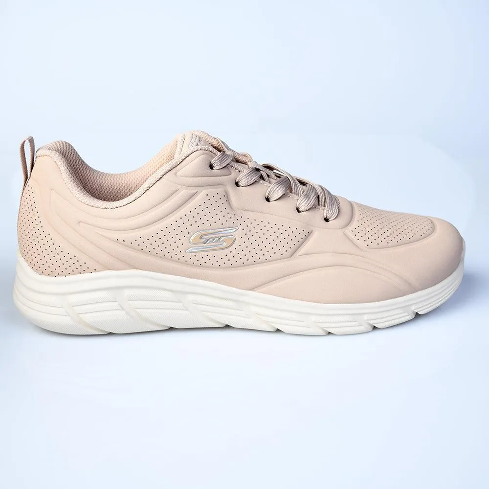 Stretchable Fabric Vibrant sole Skechers Bobs Flex LO Lace Sneaker - Tan