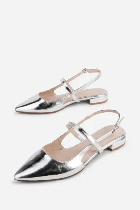 Cushioned Midsole Felix Slingback Flat - Silver