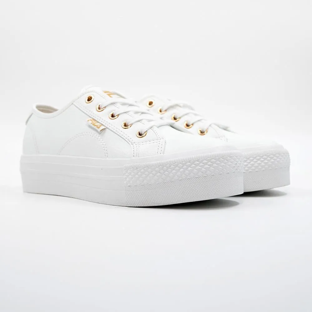 FILA Alessia MM Platform Sneaker - Gold/White suede upper