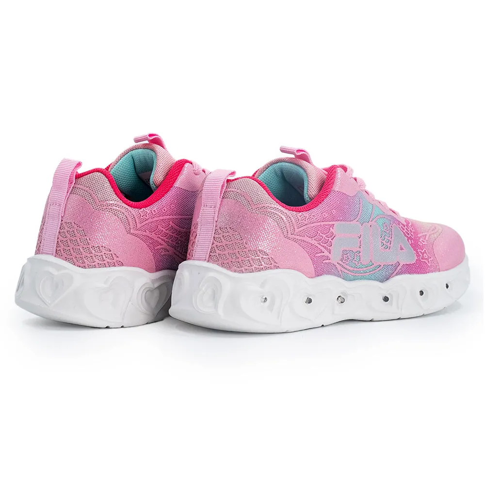 FILA Ariel Lights Kids Sneaker - White/Pink Thickened Midsole