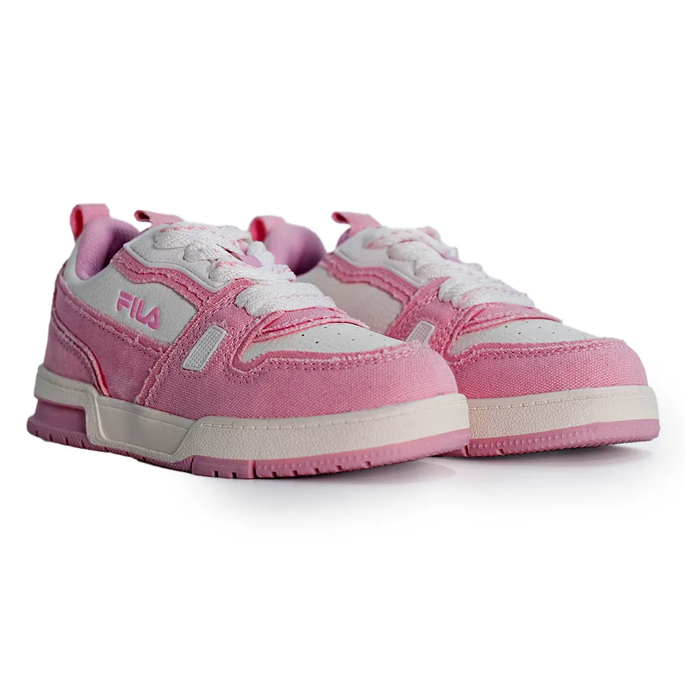 FILA Chess Kids Sneaker - White/Pink/ Ventilated Upper Contemporary ease