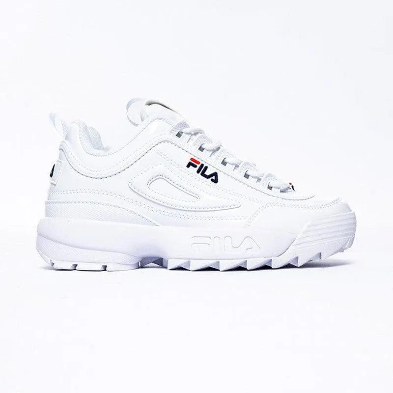 FILA Disruptor II Ladies Sneaker - Fila White /Fila Navy /Fila Red Molded EVA Foam Multi Density Midsole