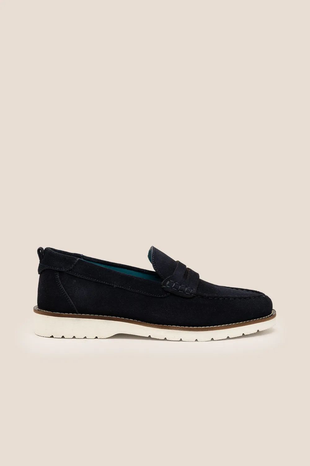 Finn Suede Navy Heel Soft