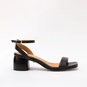 Seamless Interior Fabric Black Heeled Swap Sandal