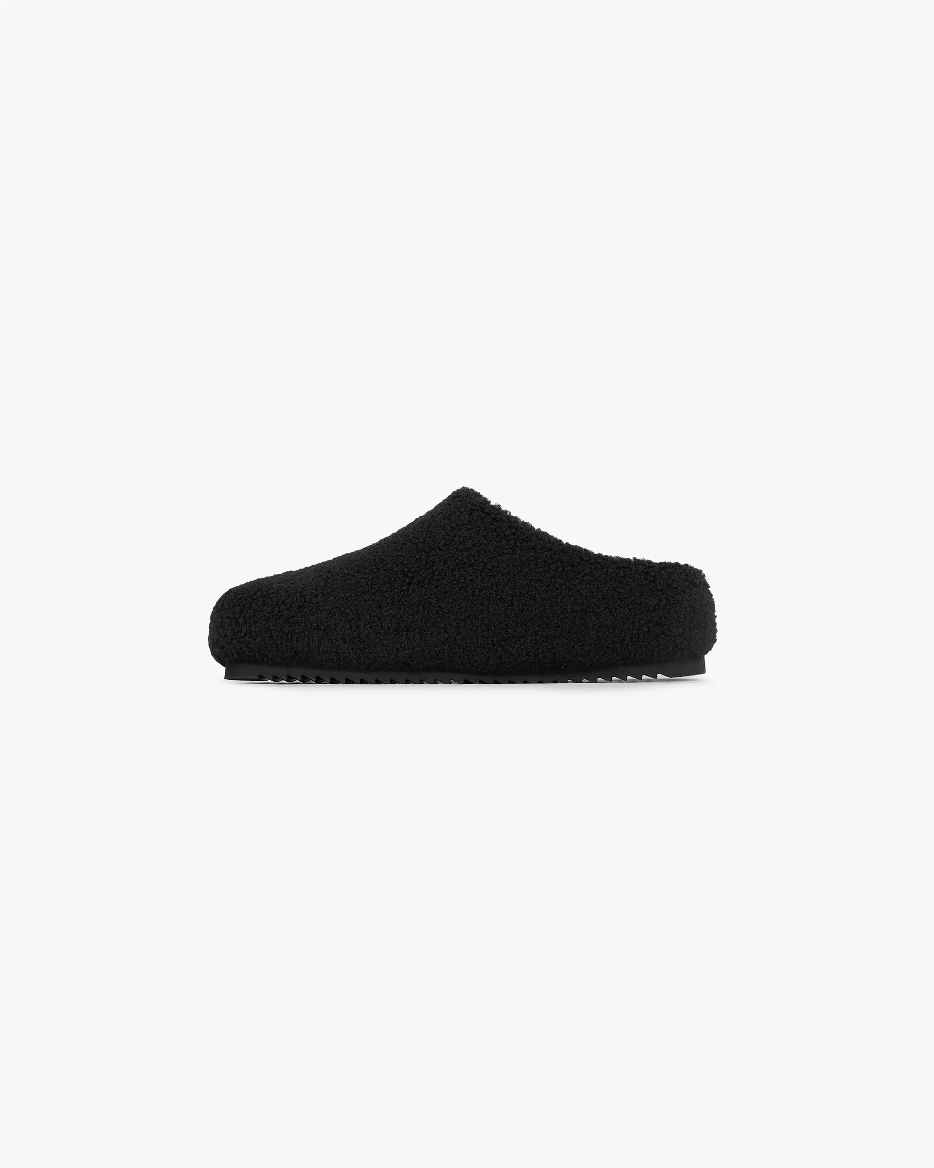 wide - fitting Odor Control Lining Fluffy Mule - Black