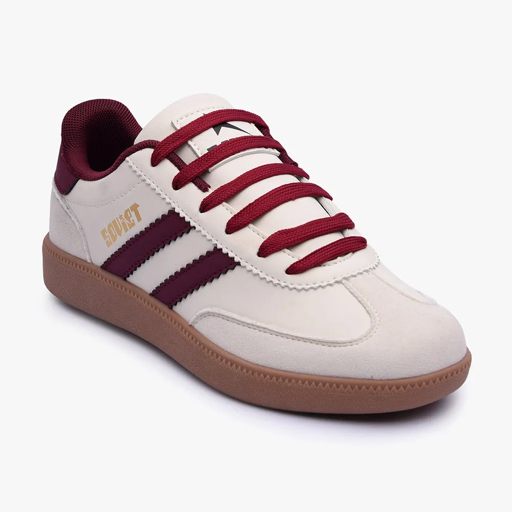 Soviet Ladies Ness Lace Up Sneaker - Cream/Plum Plush Sole